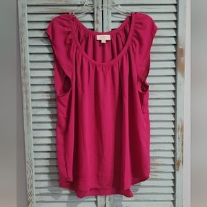 LOFT OUTLET SLEEVELESS BLOUSE Women's S Magenta Lightweight Flowy Pleated Top